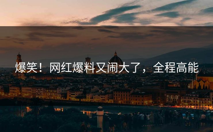 爆笑！网红爆料又闹大了，全程高能