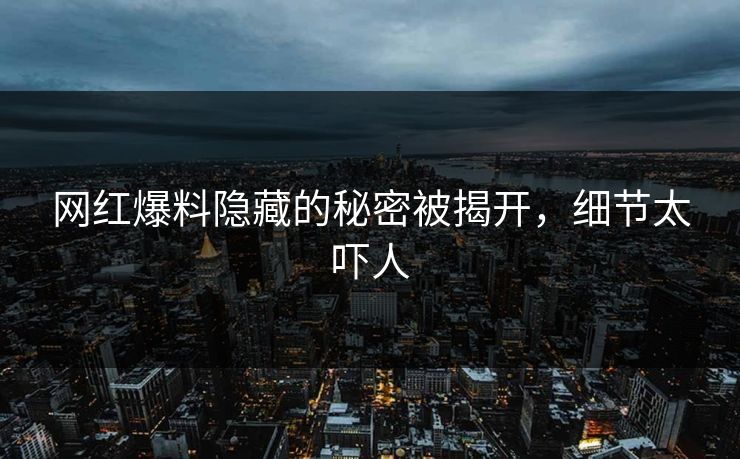 网红爆料隐藏的秘密被揭开,细节太吓人