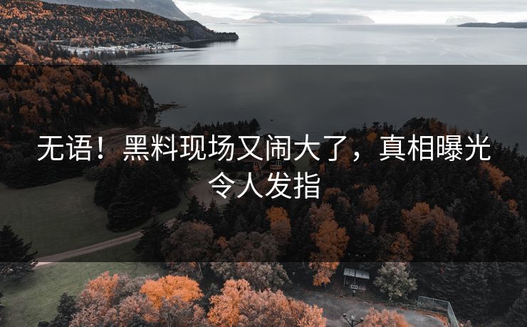 无语!黑料现场又闹大了,真相曝光令人发指