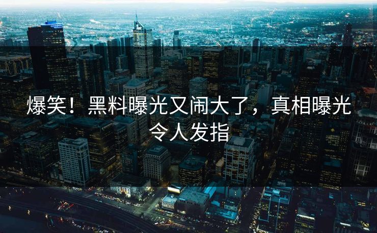 爆笑！黑料曝光又闹大了，真相曝光令人发指