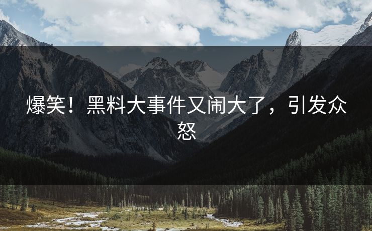 爆笑！黑料大事件又闹大了，引发众怒