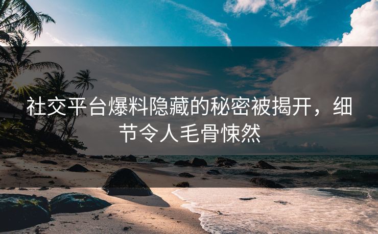 社交平台爆料隐藏的秘密被揭开,细节令人毛骨悚然