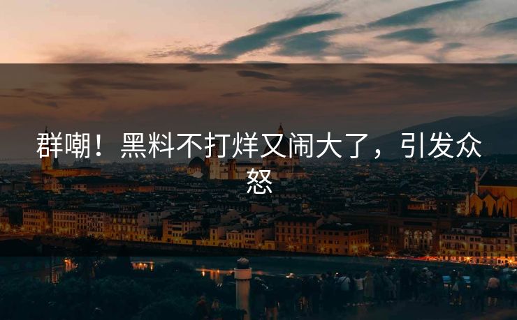 群嘲!黑料不打烊又闹大了,引发众怒
