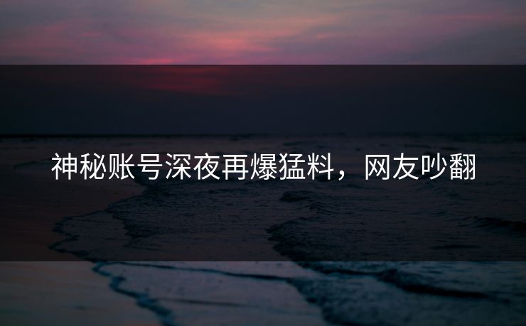 神秘账号深夜再爆猛料，网友吵翻