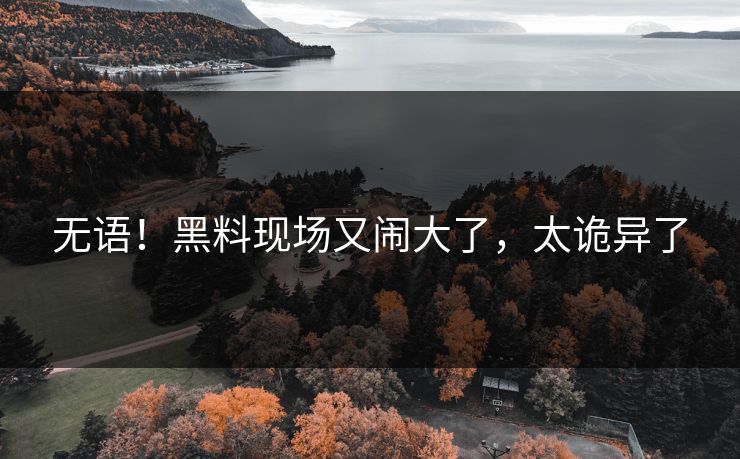 无语!黑料现场又闹大了,太诡异了