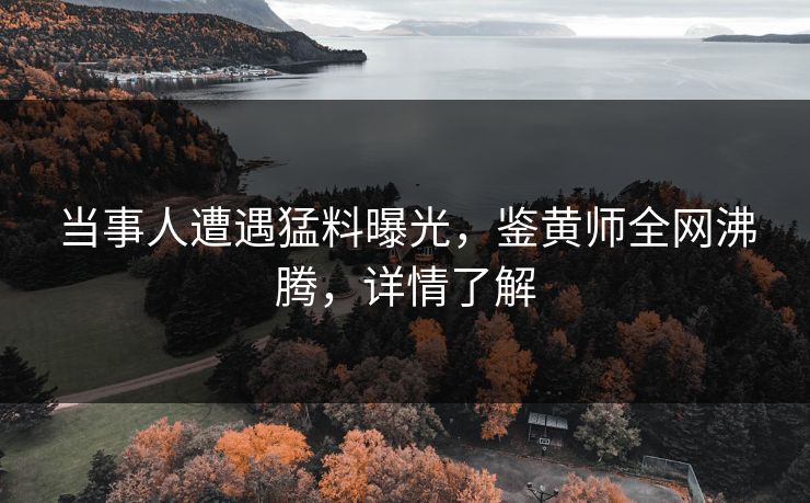 当事人遭遇猛料曝光，鉴黄师全网沸腾，详情了解