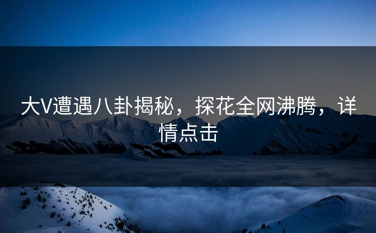 大V遭遇八卦揭秘，探花全网沸腾，详情点击