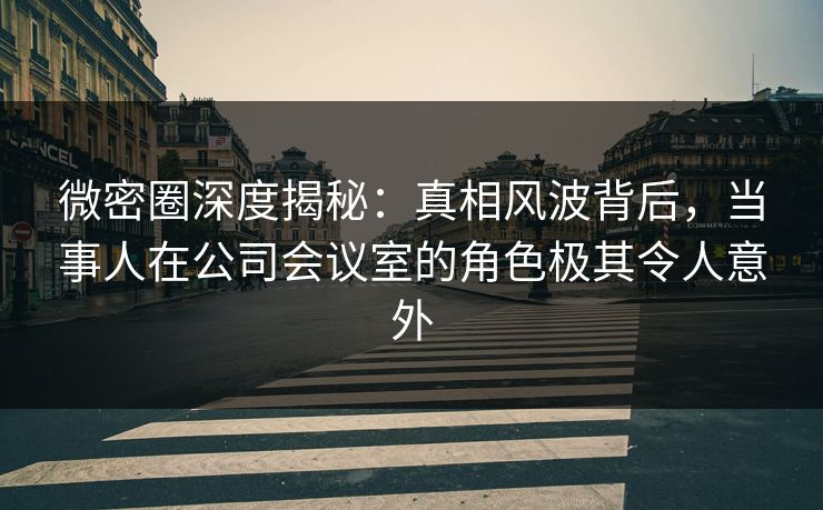 微密圈深度揭秘：真相风波背后，当事人在公司会议室的角色极其令人意外