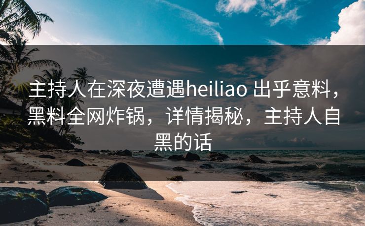 主持人在深夜遭遇heiliao 出乎意料，黑料全网炸锅，详情揭秘，主持人自黑的话