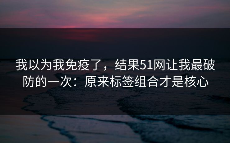 我以为我免疫了,结果51网让我最破防的一次:原来标签组合才是核心 我以为我免疫了,结果51网让我最破防的一次:原来标签组合才是核心